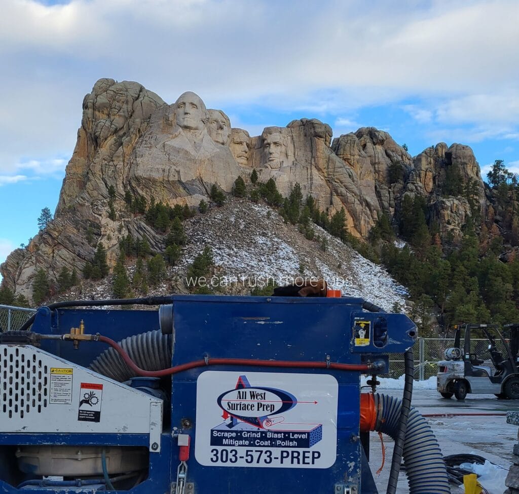 Shot blasting dust collection equipment staged at Mount Rushmore National Memorial in Keystone, South Dakota