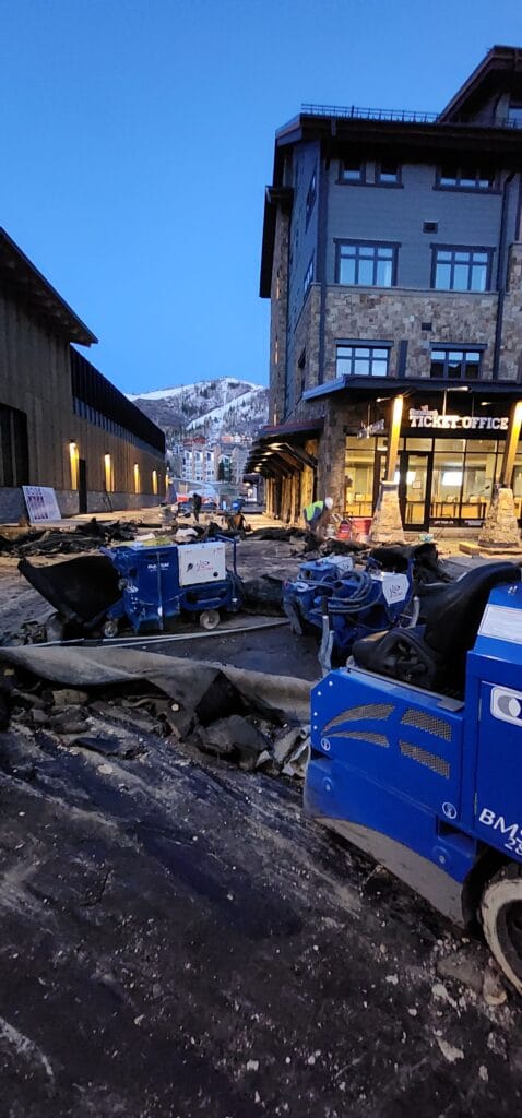 Concrete surface preparation at a mountain resort retail space in Steamboat Springs, Colorado, 6,000 square feet.