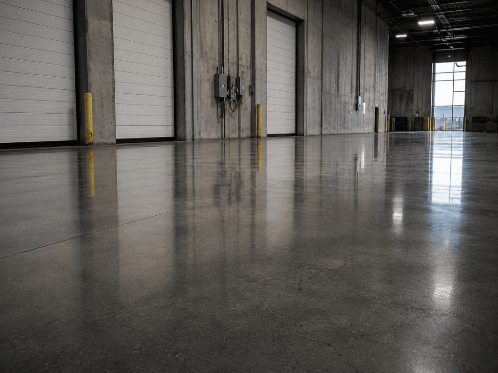 Polished concrete floor in an industrial facility in Denver, Colorado, 30,000 square feet.