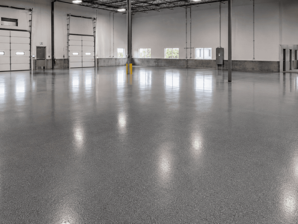 Industrial epoxy floor coating in Fort Collins, Colorado, 18,000 square feet.